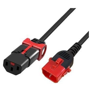 MicroConnect Powercord C13 IEC Lock+ - C14 (1.50 m, CEE 7/7) (MC-DUALC13C14S-1.5)