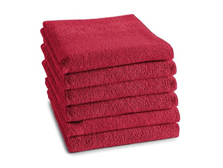 DDDDD, Küchentücher, Logo, Küchenhandtücher, Geschirrtücher, Küchen Zubehör, Geschirrtuch, Baumwolle, Rot, 6 Stück