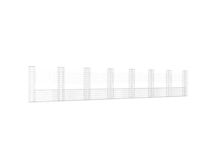 vidaXL Gabionenkorb U-Form mit 8 Säulen Eisen 860x20x150 cm