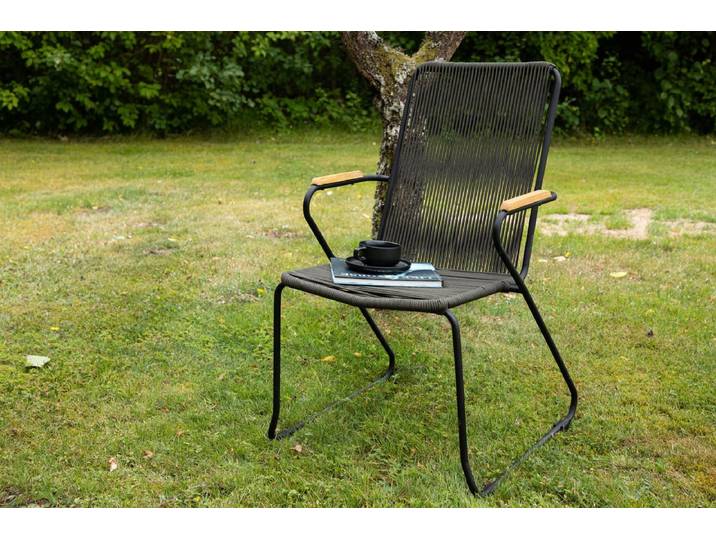 2er Set - Gartenstuhl Malta aus Metall, farbiges Seilgeflecht - Dunkelgrau - Luxusbetten24