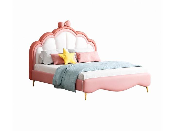 Xlmoebel Kinderbett Rosa Leder-Kinderbett für Mädchen im modernen Design, Made in Europa