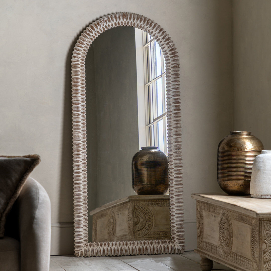 Lark Manor Janette Wall Overmantel Mirror White Wash 170 cm H x 77 cm W