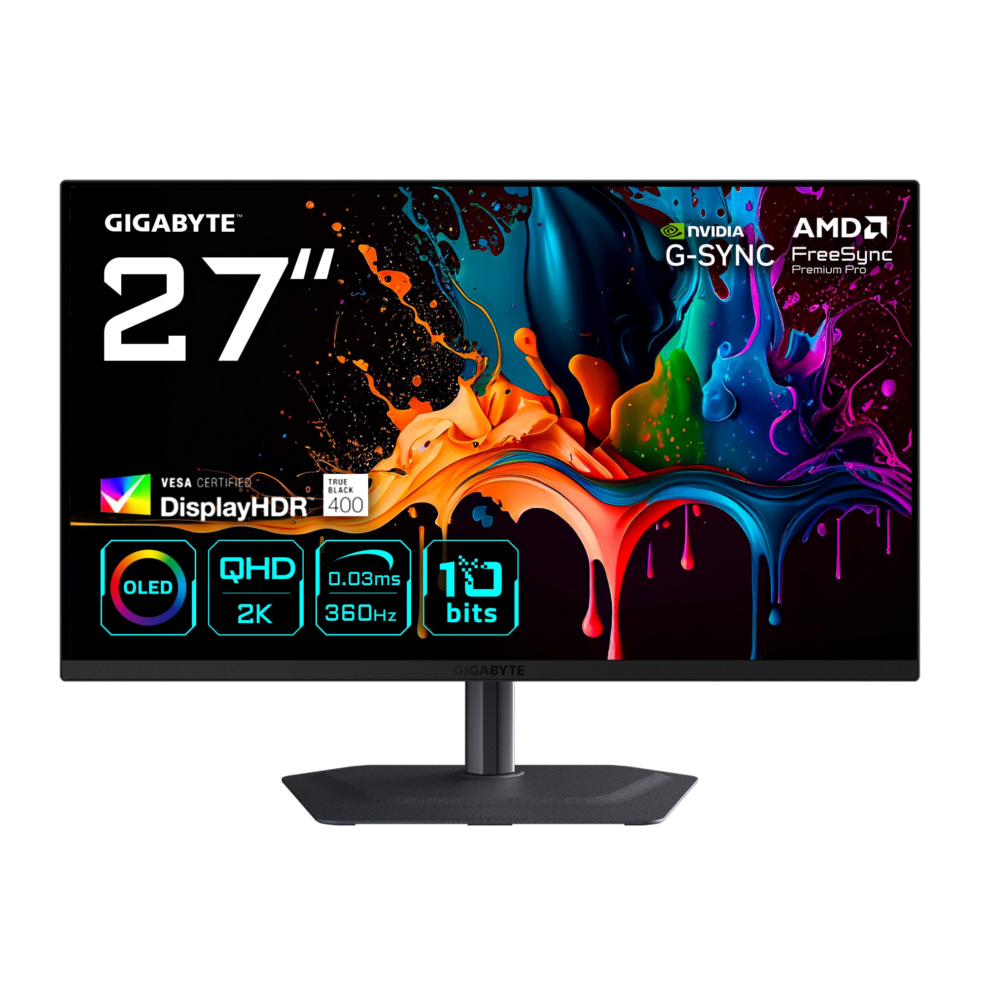 GIGABYTE MO27Q3 27 Zoll QHD QD-OLED Gaming Monitor 16:9 DP/HDMI/USB-C 360 Hz G-SYNC