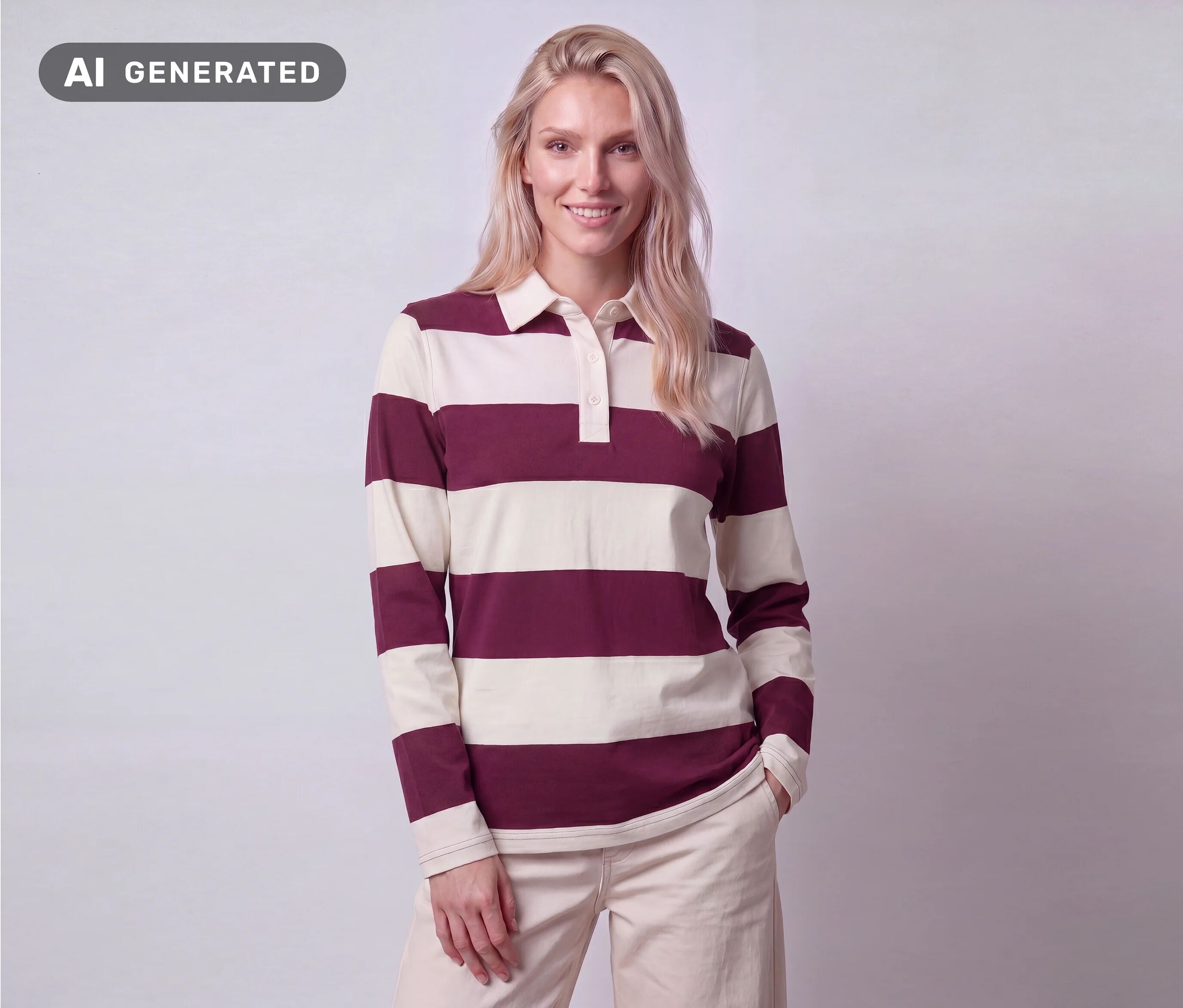 Tchibo - Rugby-Shirt - Damen - Gr. XS - weinrot/gestreift