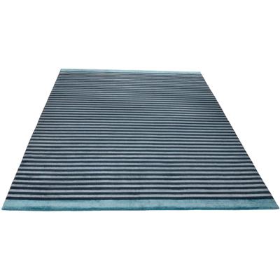 Teppich THEKO "Miami 3286, Handwebteppich", blau, B:170cm H:8mm L:240cm, Viskose, Teppiche, Teppich, gestreift, handgewebt, aus Viskose & Wolle, Wohnzimmer