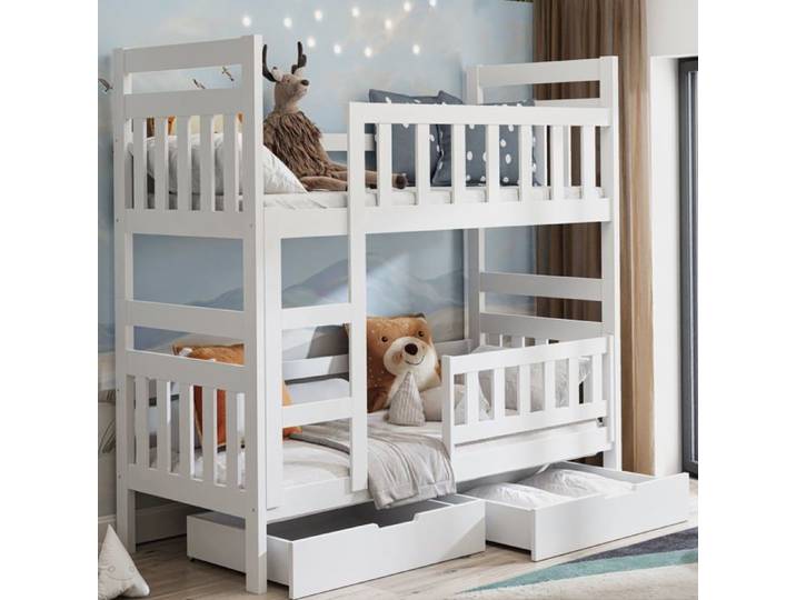 Lit superposé avec matelas - Dromi - 80x185 cm - Blanc