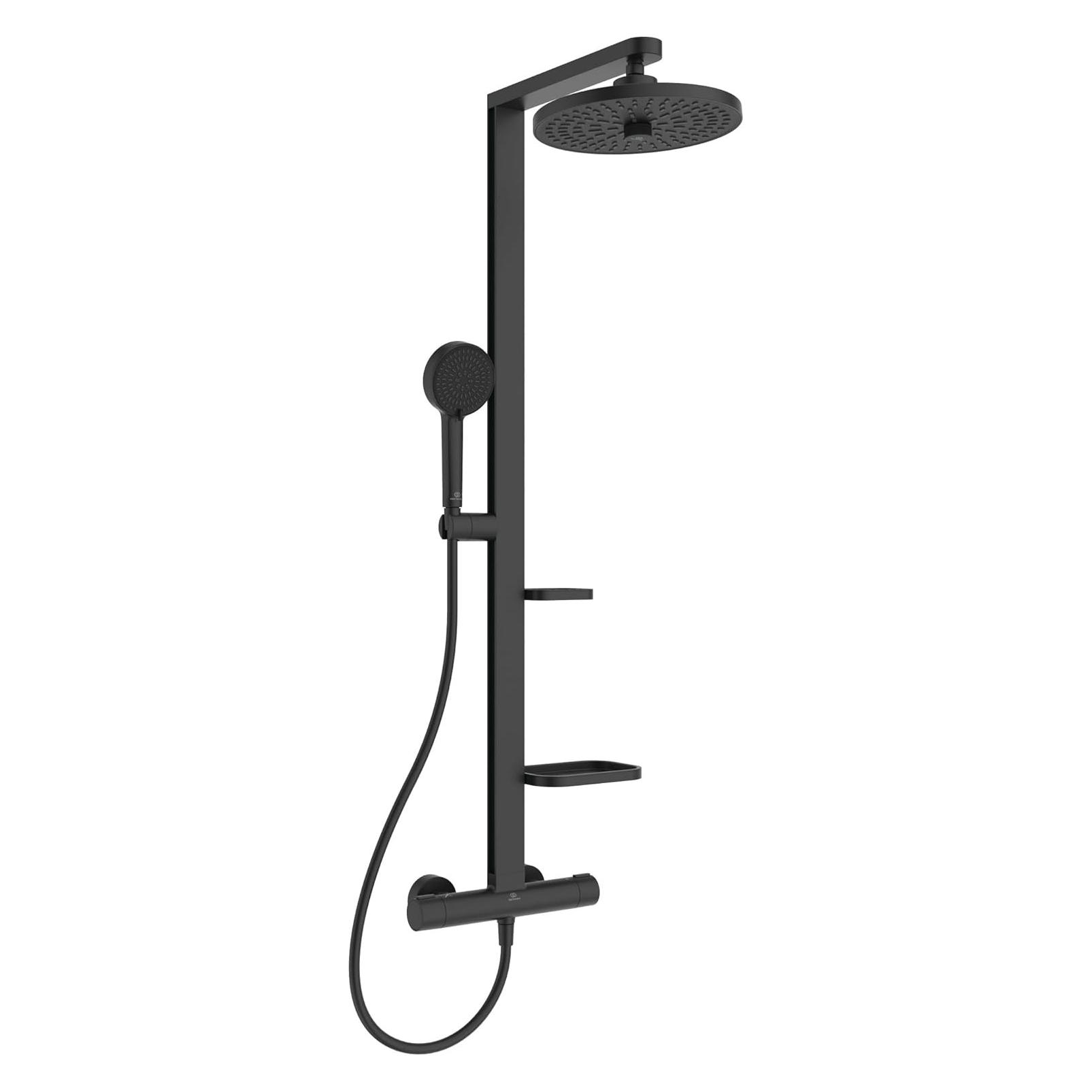 Ideal Standard Duschsystem Alu+: Ceratherm Brausethermostat 2 Ablagen, 2F-Handbrause, 2F-Kopfbrause (BD583XG)