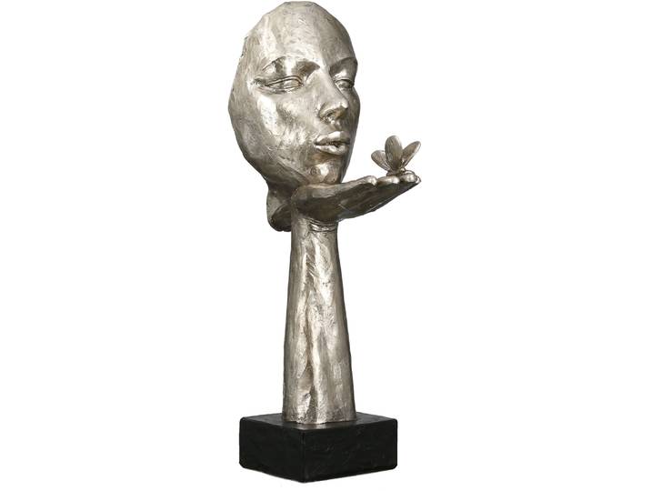 Dekofigur GILDE Skulptur Desire, antikfinish , silber (silberfarben), B:10cm H:34cm T:17cm, Polyresin, Dekofiguren, Dekofigur, silberfarben, Polyresin