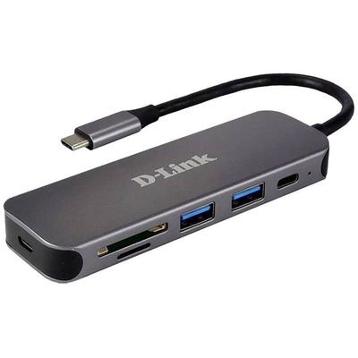 D-Link DUB-2325/E USB-Hub 2+2 Port USB-A, USB-C®, SD, microSD USB 3.0 5 GBit/s mit USB-C® Stecker Anthrazit DUB-2325/E