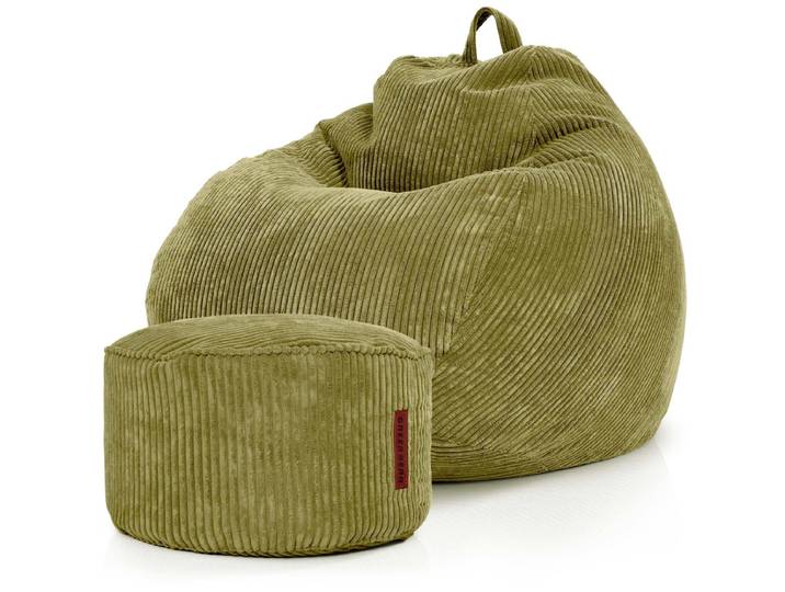 Scoop Sitzsack in Cord-Optik mit Sitzhocker - Grün