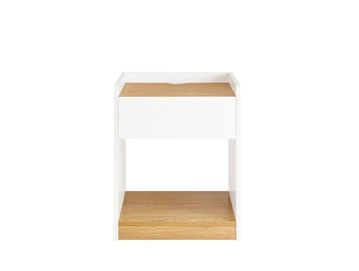 Table de chevet avec 1 tiroir effet bois blanc