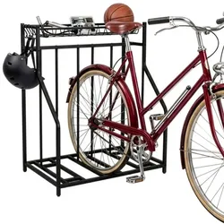 Relaxdays Fahrradständer Boden mit Korb Schwarz