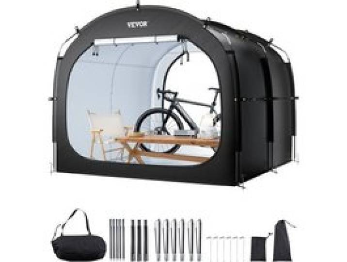 VEVOR Fahrradzelt, 5 Fahrräder, geräumige Fahhrradgarage, Fahrradzelt mit hochfestem Fiberglas & Doppelreißverschlüssen, Fahrradschuppe, 224x247x198 cm