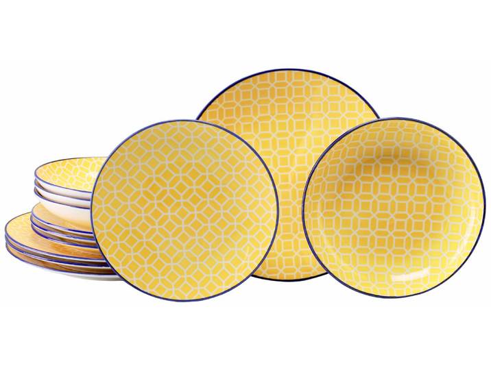 creaTable Tellerset 12-tlg MEDITERRAN, curry, Steinzeug