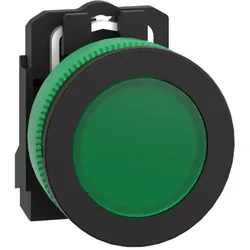 Schneider Electric XB5FVB3 Leuchtmelder, Harmony XB5F, Kunststoff, 30mm, grün, universelle LED, glatte Kalotte, Schraubklemme, 24V ACDC