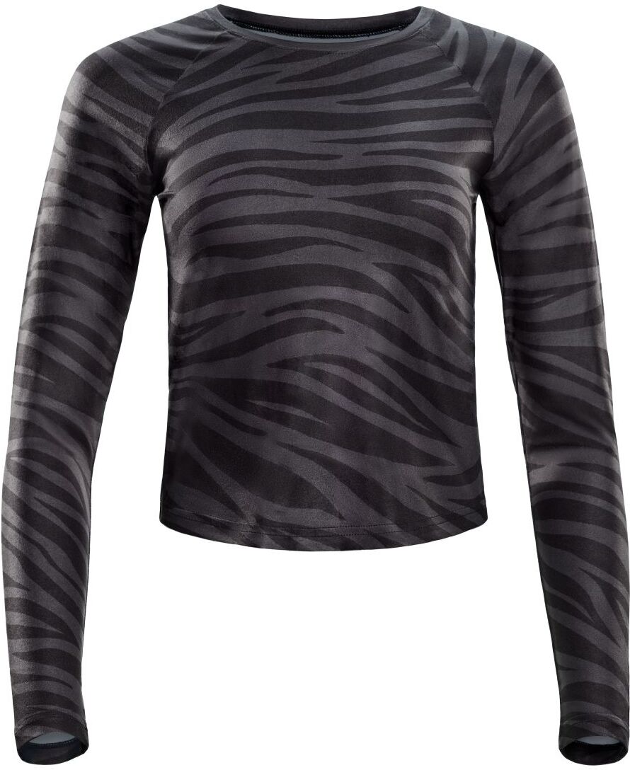 Langarmshirt WINSHAPE "AET119LS", Damen, Gr. XXL, grau (zebra, grau), 85% Polyester, 15% Elasthan, Rundhals, Shirts Langarmshirt, Cropped Functional Light and Soft zebra, grau XXL