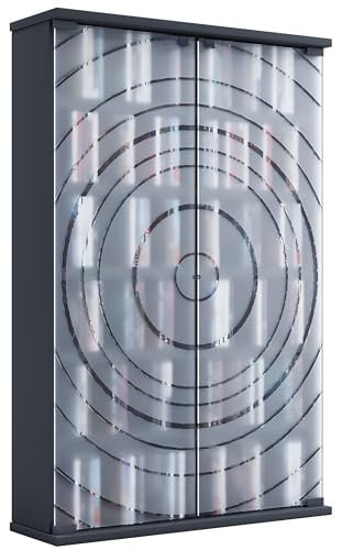 VCM Tilano L Houten CD DVD-standaard met glazen deuren, Antraciet/Grijs