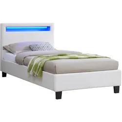 POLSTERBETT MIT LED MANDALAY 90x200 cm weiß