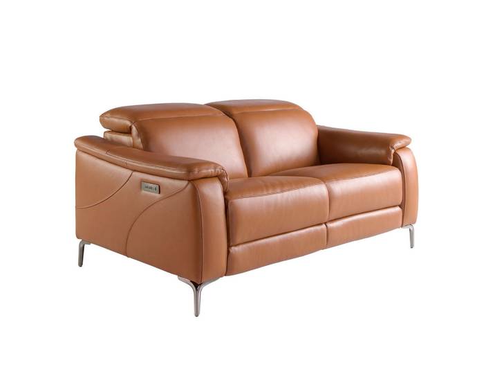 Angel Cerda 2-Sitzer Relaxsofa aus braunem Rindsleder mit elektrischem Relaxsystem Angel Cerdá, Braun, Leder, Echtholz,Schima, Uni, Füllung: Schaumstoff,Schaumstoff,Schaumstoff, einzeln stellbar, 154x77x108 cm, Wohnzimmer, Sofas & Couches, Sofas, 2-Sitzer Sofas