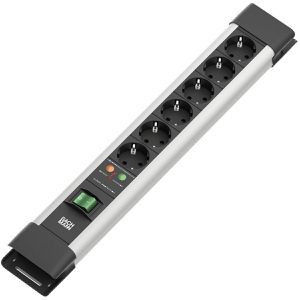 Bachmann Steckdosenleiste 330.104 Connectus, 2m, 6-fach in silber, Schalter, Überspannungsschutz