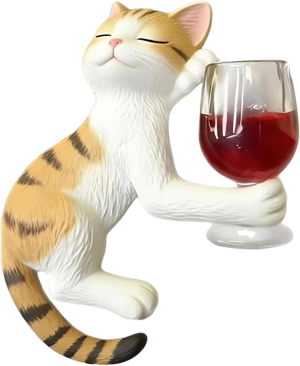 Decoratieve kattenbeeldjes met realistisch design - Dronken katten - Multicolor - B/D/H: 13 x 9 x 7 cm