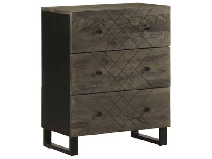 HKTMGDNG Sideboard Schwarz 60x33x75 cm Massivholz Kommode Schrank Kompakter Beistellschrank für Wohnzimmer und Flur aus echtem Mangoholz mit robusten Metallbeinen und viel Stauraum.