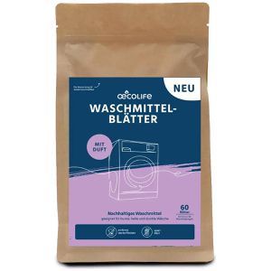 Oecolife Waschmittel Vollwaschmittel, blumiger Duft, Blätter, 100% wasserlöslich, Waschladungen 60