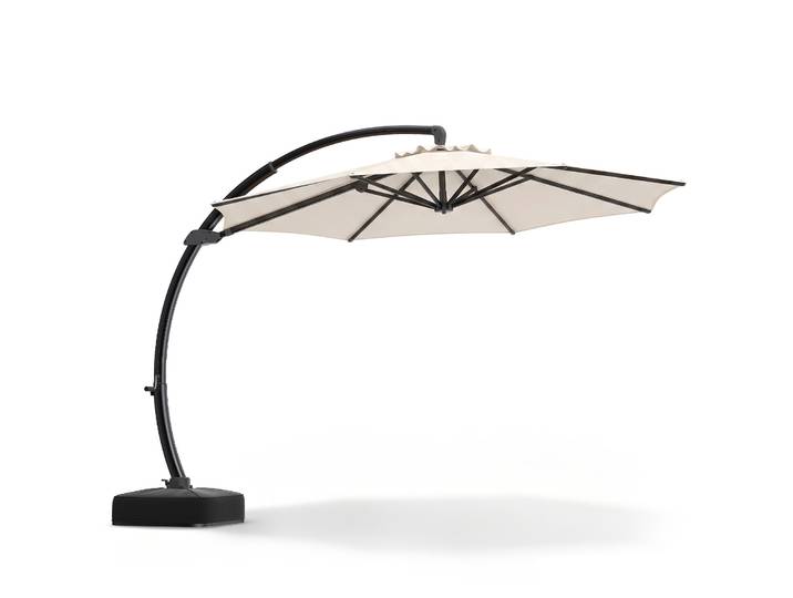 Zonnescherm met Parasolstandaard Vrijstaande Parasol met Slinger & 360° Draaibare Basis Tuinscherm Beige