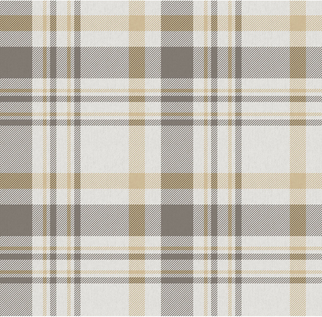 Brambly Cottage Laughlin Check Plaid Design 10.05M X 53Cm Matte Wallpaper Roll Yellow 1,005cm L