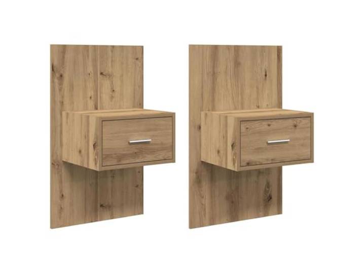 LKJephalotrop 2er Set Nachttisch Wandmontiert Artisan-Eiche 50x32,5x80cm Platzsparende Wand-Nachtkonsolen im rustikalen Eichen-Look sorgen für Ordnung und Beinfreiheit im Schlafzimmer.