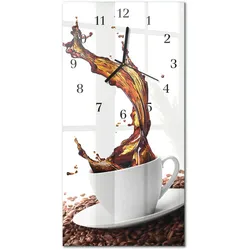 WANDUHR aus Glas 30x60 cm - Tasse Kaffee