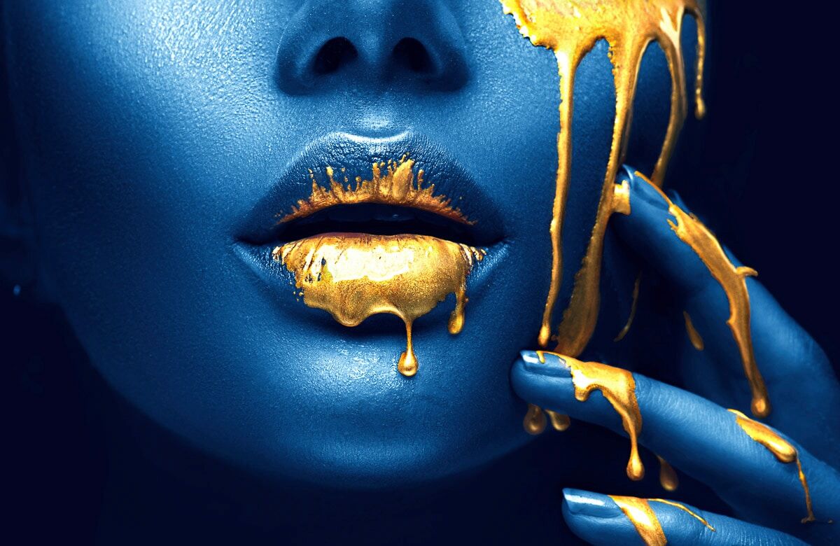 Papermoon "GOLDENE LIPPEN-SCHMUCK ART DESIGN ABSTRAKT MUSTER KUNST"