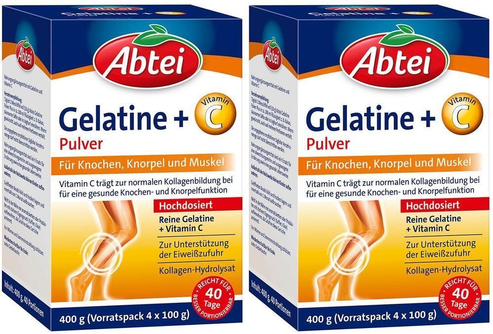Abtei Gelatine Plus Vitamin C Pulver 2x 2x400 g