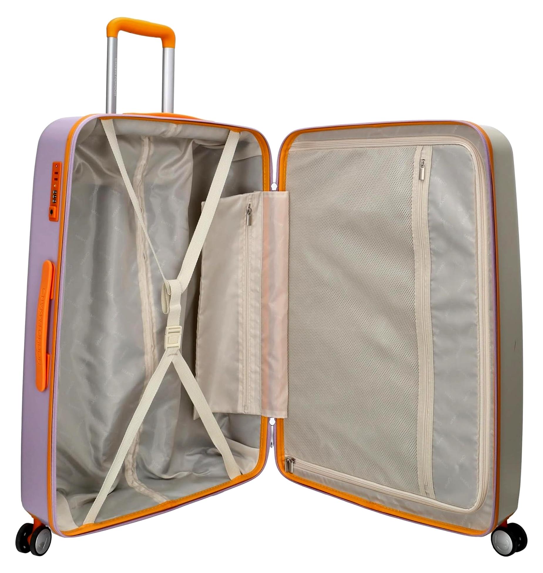 Kofferset Capetown - Hartschalenreisekoffer mit Rollen - Handgepäck und großer Koffer - TSA Schloss - Beige Multi