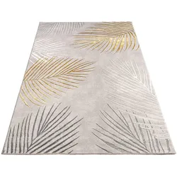 KURZFLORTEPPICH, mit Blätter-Motiv, Gold, 240 x 340 cm