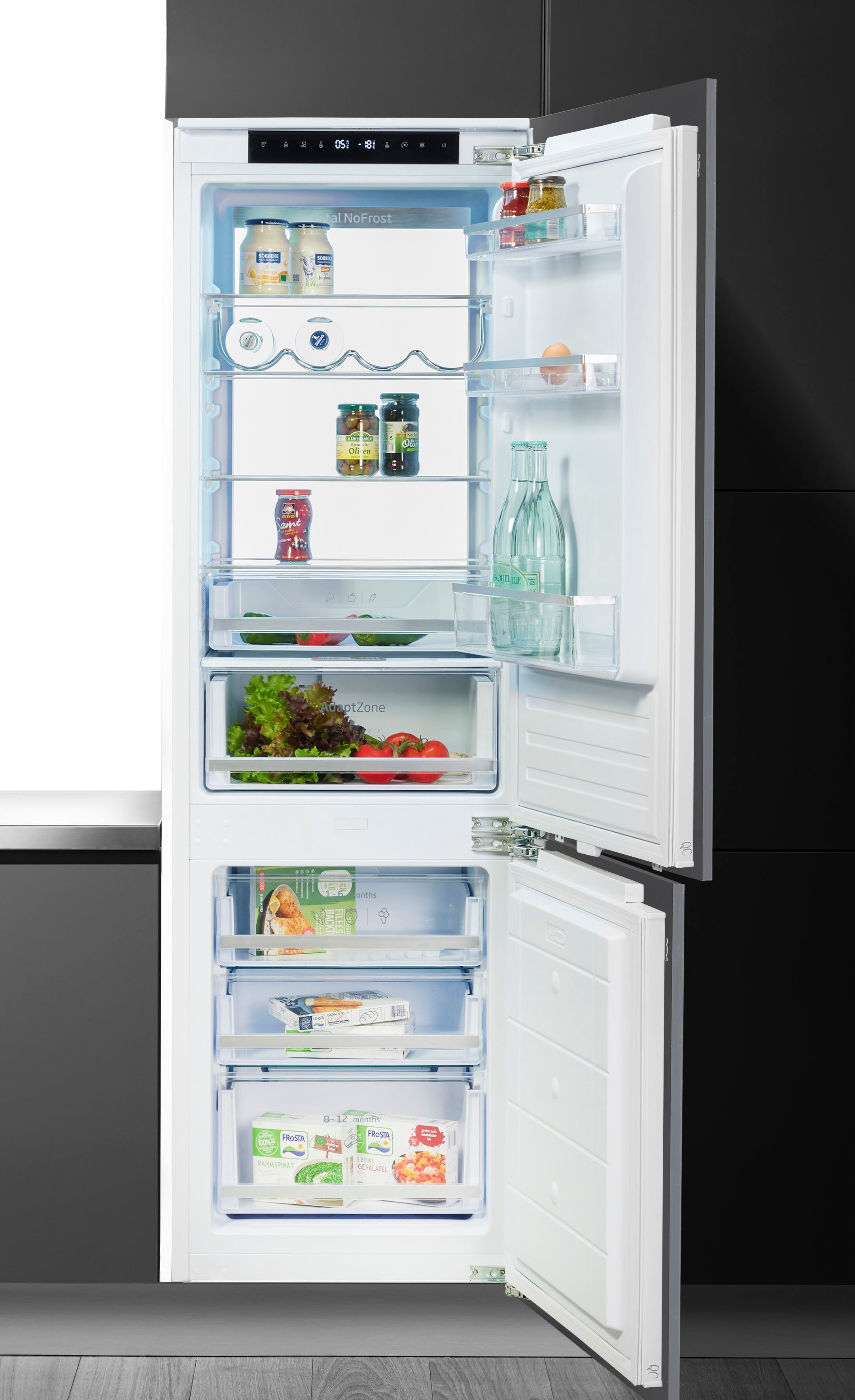 AMICA Einbaukühlgefrierkombination "EKGCX 387 955", Energieeffizienz: D, silber (weiß), Rechtsanschlag, wechselbar, Kühlschränke, Frisch, übersichtlich, flexibel – perfekt für deinen Alltag, Einbaukühlgefrierkombination
