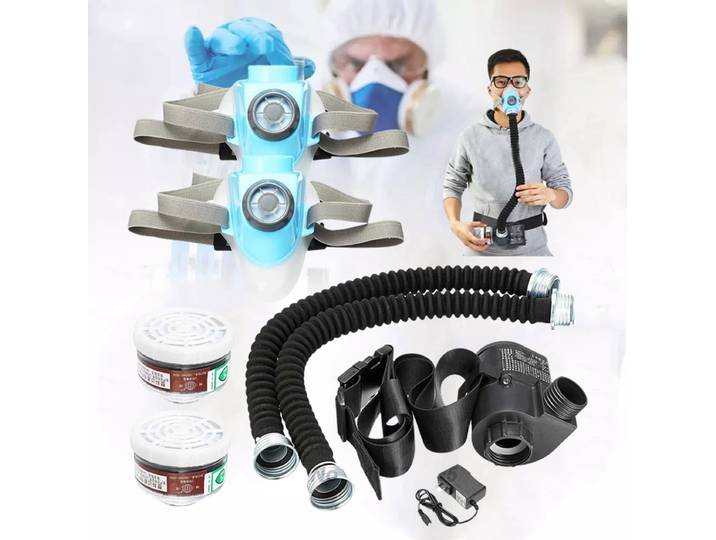 Respirateur à flux d'air constant électrique, demi-masque à gaz avec pompe, respirateur à 2 conduites, protection contre la poussière pour l'industrie minière du charbon
