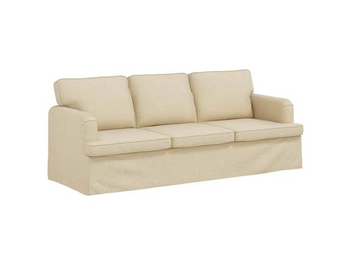 KUTYWEXFM Modulares Sofa Stoff 3-Sitzer Couch Creme 201x80x85 cm Ergonomisches Polstersofa in Creme mit metallenem Gestell für stilvolle Flexibilität im Wohnzimmer und Schlafzimmer.