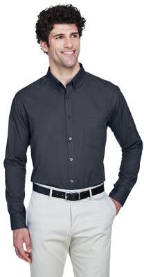 CORE365 88193 Men's Operate Long-Sleeve Twill Shirt in Carbon size Large   Cotton/Polyester Blend