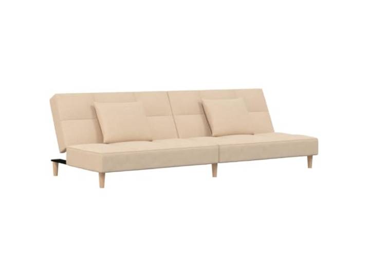 GHVBNMF Schlafsofa 2-Sitzer Klappsofa mit 2 Kissen Stoff Creme Verwandlungsfähiges Bettsofa fürs Gästezimmer mit verstellbarer Rückenlehne, Schaumstoffpolsterung und Holzrahmen.