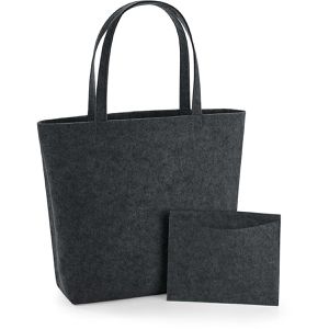 BagBase Einkaufstasche BG721, dunkelgrau, mit Zubehörtasche, aus Filz, mit Henkeln, 49 x 39 cm