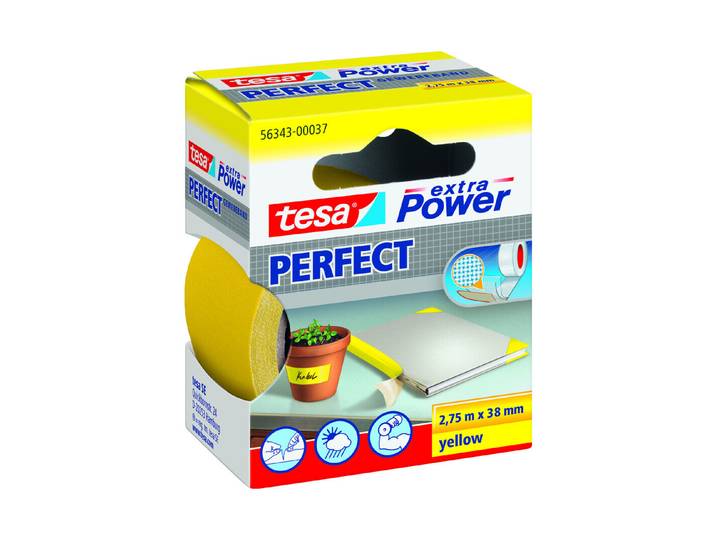Tesa Extra Power Perfect Gewebeband Gelb 2.75 m x 38 mm