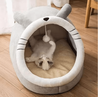 Inspire Picks Deep Sleep Cartoon Cat Bed Foldable Cave Pet Bed For Cats & Small Dogs 4 l