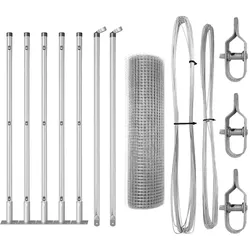 vidaXL Zaunpfosten Silber 10 x 0,4 m (16 x 16 mm Maschen) Stahl
