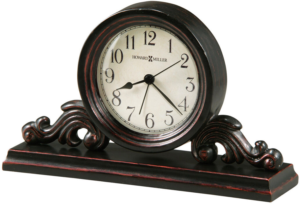 Howard Miller Solid Wood Quartz movement / Crystal Tabletop Clock Worn Black 15.2cm H X 24.1cm W X 6.4cm D