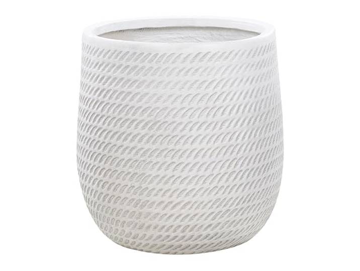 Blumentopf weiß verwaschen rund ⌀ 39 cm niedrig Seiloptik modern Livadia