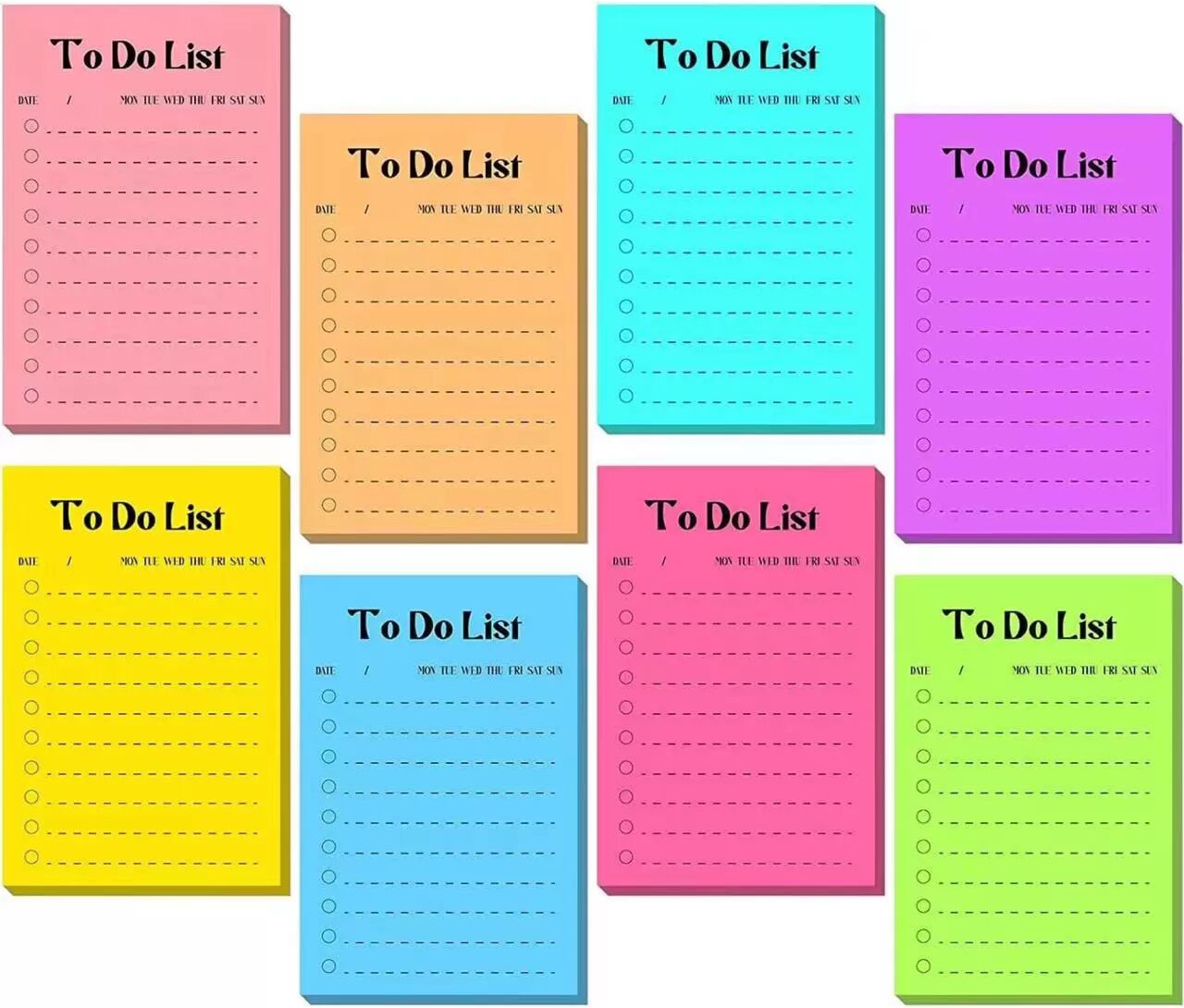 INF Bloc-notes de liste de courses avec plusieurs couleurs