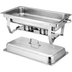 Homeline Rechteck Chafing Dish 11L Edelstahl, Speisewärmer, Silber