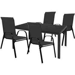 Mojawo, Gartentisch + Balkontisch, Gartengarnitur Sitzgarnitur 5-teilig 180x90cm Aluminium / Non-Wood (180 x 90 x 74 cm)