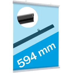 Posterklemmschienen, 2 Aufhänger, Kunststoff, transparent, 594 mm, DIN A1 hoch, DIN A2 quer, klappbar